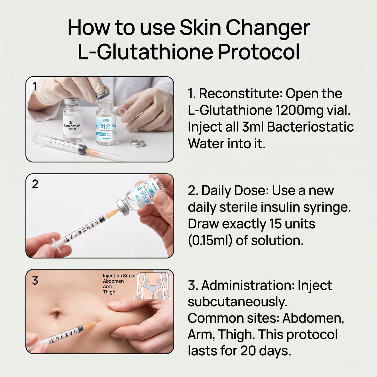 Skin Changer L-Glutathione 1200mg | Subcutaneous Skin Brightening Kit